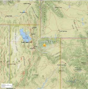 Location of Wednesday's earthquake |Image courtesy of University of Utah Seismic Station, St. George News