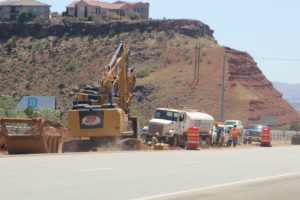 Work on expanding I-15 between Exits 8 and 10 in conjunction with the creation of a highway underpass connecting Red Cliffs Parkway and Red Hills Drive begins, St. George, Utah, May 31, 2016 | Photo by Mori Kessler, St. George News