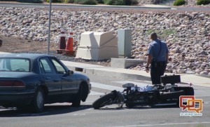 A man was killed in a car-motorcycle collision in Hurricane Friday. The driver of the car was later arrested on charges that included him allegedly driving under the influence and causing a fatal crash.  Hurricane, Utah, May 13, 2016 | Photo by Mori Kessler, St. George News