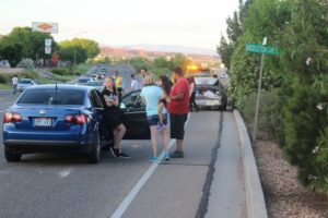 An accident on Red Hills Parkway Monday evening damaged three cars, two severely. St. George, Utah, May 30, 2016 | Photo by Ric Wayman, St. George News