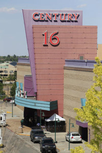 In this file photo, an overhead view from a neighboring rooftop gives a view of activities at the Century 16 theatre east of the Aurora Mall. The theatre was the scene of a calculated ambush in which 12 people died and 70 people were injured in a bloody assault during a midnight premiere of "The Dark Knight." In a civil trial starting Monday, May 9, 2016, 28 victims' families will argue that Century Theatres should be held accountable for not doing more to prevent the bloody rampage. Aurora, Colorado, July 20, 2012 | Photo by David Zalubowski (AP), St. George News