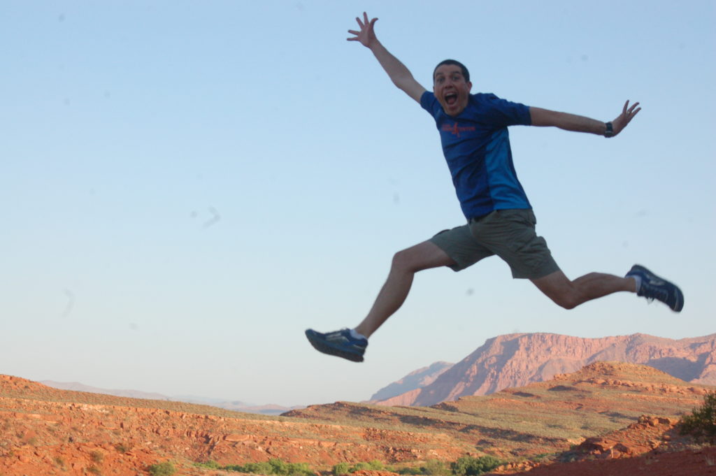 Hurricane resident and distance runner, Cory Reese shows off his jumping skills on the Chuckwalla Trail, St. George, Utah, June 23, 2016 | Photo by Hollie Reina, St. George News