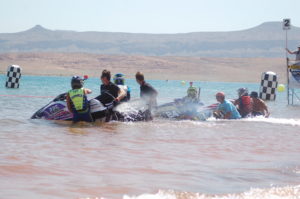 Competitors in the Pro Watercross Tour race across the waters of Sand Hollow Reservoir, Hurricane, Utah, June 25, 2016 | Photo by Hollie Reina, St. George News