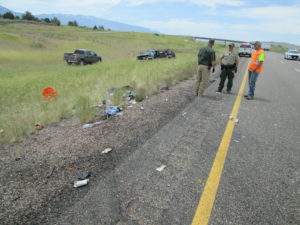 One teen is dead and another teen in critical condition after a 15-year-old with a learner's permit rolled an SUV carrying a family of eight on Interstate 15, Millard County, Utah, June 9, 2016 | Photo courtesy of Utah Highway Patrol, St. George News