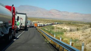 Construction work has caused an 11 mile traffic backup to develop along northbound Interstate 15, Mohave County, Arizona, June 1, 2016 | Photo courtesy of Arizona Department of Public Safety, St. George News 
