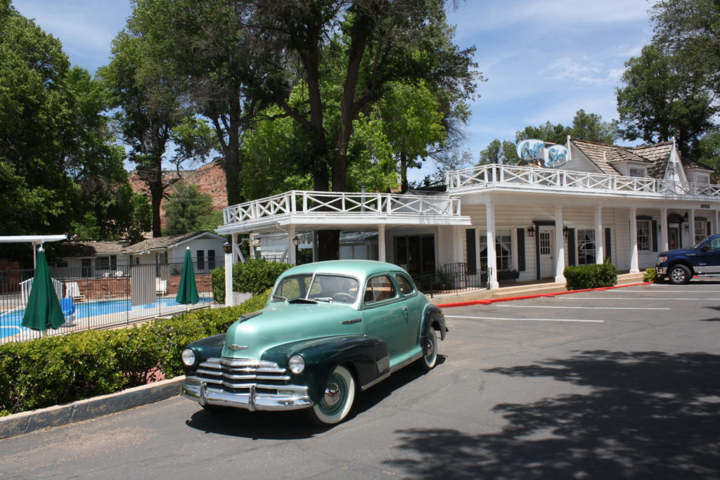 Parry Lodge and 1940s Chevrolet | Photo by Reuben Wadsworth, St. George News