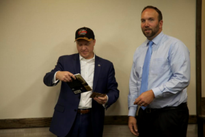 L-R, Justin Harding, Chief of Staff for Gov. Gary Herbert and Lance Syrett, General Manager of Ruby's Inn. Syrett accepted a proclamation from the governor's office on behalf of Ruby's Inn. Bryce Canyon City, Utah, May 31, 2016 | Photo courtesy of Ruby's Inn, St. George News