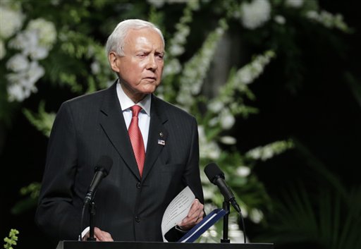 Sen. Orrin Hatch, R-Utah, speaks during Muhammad Ali's memorial service, Friday, in Louisville, Kentucky, June 10, 2016 | AP Photo/David Goldman; St. George News