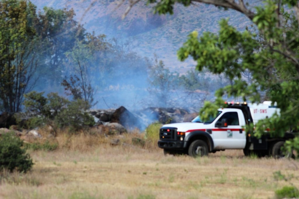 Firefighters knock down blaze east of Interstate 15 between Exits 30 and 31 Wednesday evening, Washington County, Utah, June 8, 2016 | Photo by Cody Blowers, St. George News