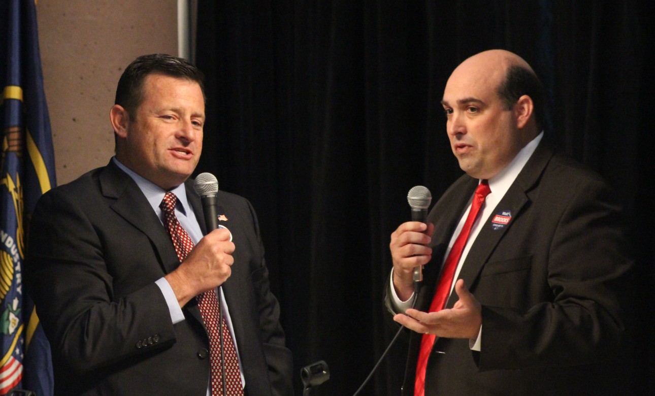 L-R: Steve Kemp and Walt Brooks, candidates for the Republican nomination for House District 75, debate at a forum hosted by the St. George Area Chamber of Commerce, St. George, Utah, June 15, 2016 | Photo by Mori Kessler, St. George News