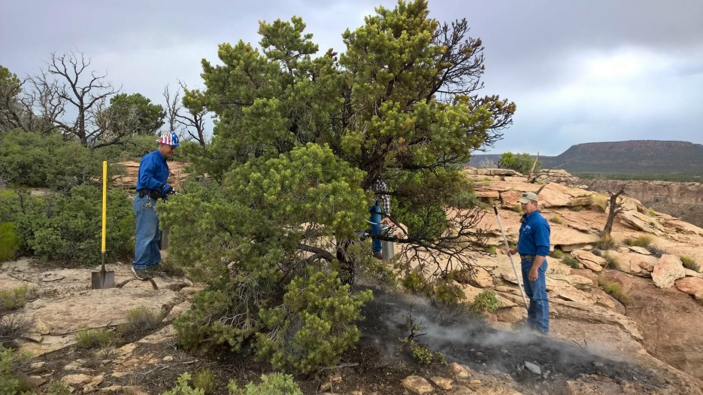 A crew from UTC Aerospace Systems  tends to a spot fire caused by lightning near the Hurricane Mesa Test Facility, Hurricane, Utah, June 13 | Photo courtesy of Jack Reed, St. George News