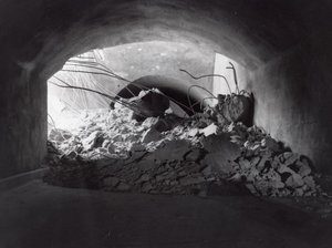 A tunnel collapse in 1958 in the Zion Tunnel, Springdale, Utah | Photo courtesy of Washington County Historical Society, St. George News