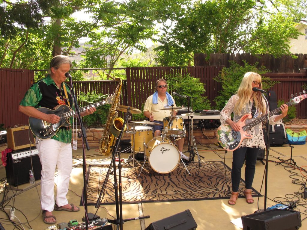 Each St. George Wine Club monthly social features live entertainment showcasing some of southern Utah’s best performers. (L to R) Michael Moulton, Gordon Strang and Elaine Stoddard are among the most popular acts to play each month, St. George, Utah, date not specified | Photo courtesy of Marianne Hamilton, St. George News 