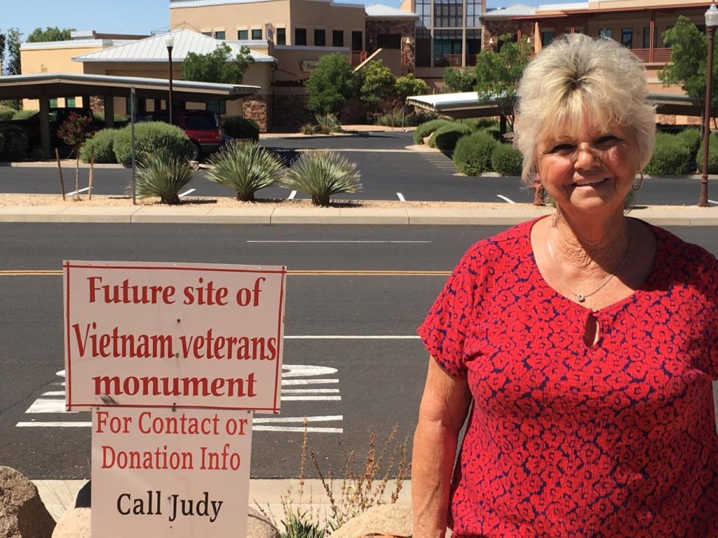 Judith Cooley stands at the future sight of the Vietnam veterans monument at Zion Harley Davidson, Washington City, Utah, July 23, 2016 | Photo by Hollie Reina, St. George News