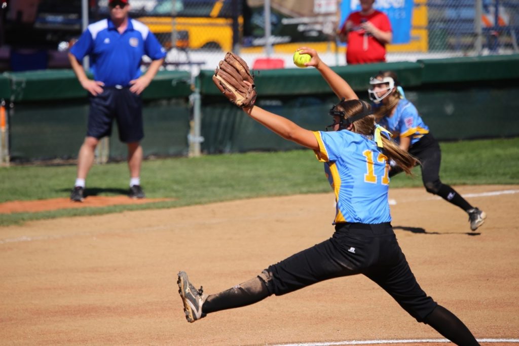 Tyler Mooring came in and pitched well for Snow Canyon, Snow Canyon vs. Canada, Little League Softball World Series, Portland, Ore., Aug. 11, 2016 | Photo by Scott Miller, for St. George News