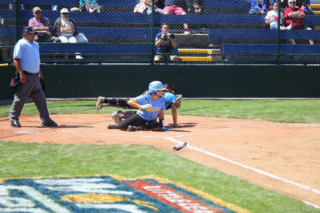 Tyler Mooring scores a run, Snow Canyon vs. Asia Pacific, Little League Softball World Series, Portland, Ore., Aug. 10, 2016 | Photo by Greg Miller, for St. George News