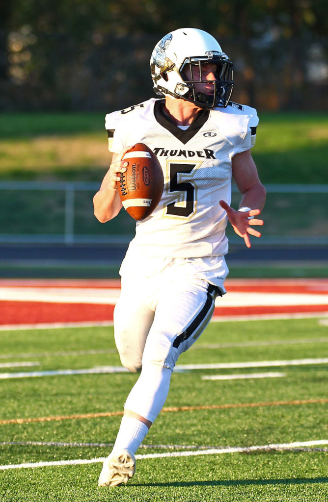 Desert Hills Quinn Kiser (5), file photo from Desert Hills vs. Jordan, Football, Sandy, UT, Aug. 19, 2016, | Photo by Robert Hoppie, ASPpix.com, St. George News