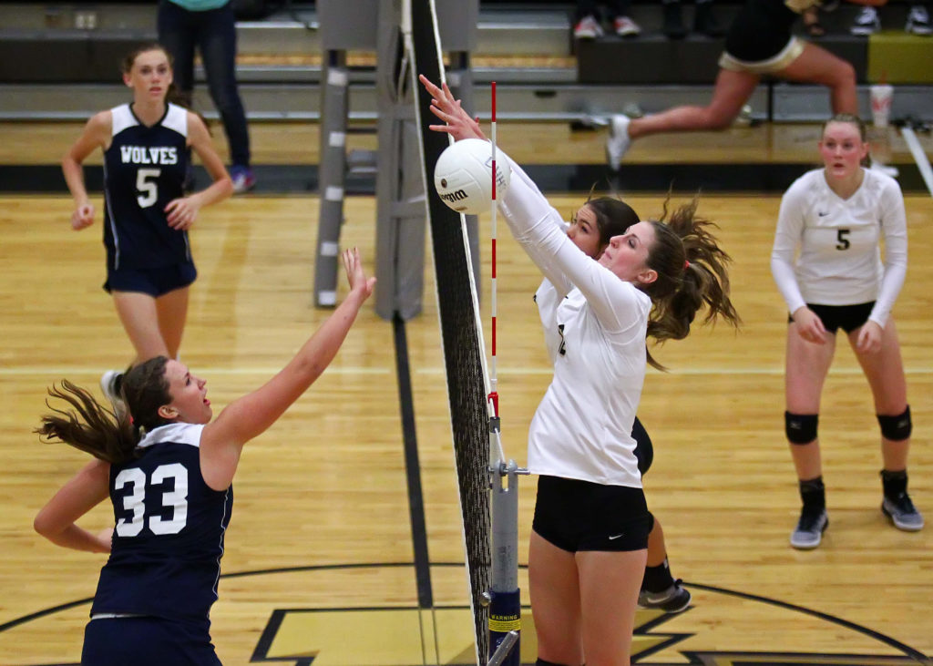 Desert Hills' Charity Bradley (12), Desert Hills vs. Enterprise, Volleyball, St. George, Utah, Aug. 25, 2016, | Photo by Robert Hoppie, ASPpix.com, St. George News