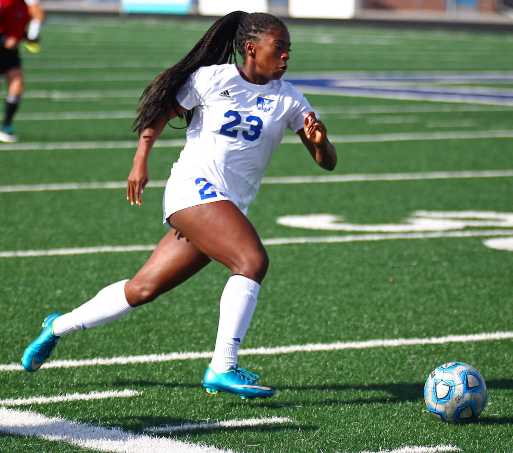 Dixie's Starlee Woodbury (23), Dixie vs. Canyon View, Soccer, St. George, Utah, Aug. 27, 2016, | Photo by Robert Hoppie, ASPpix.com, St. George News