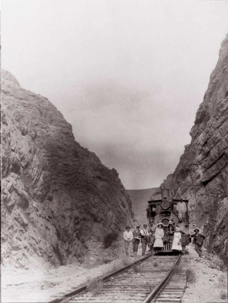 Train comes through a gorge, location and date not specified | Photo courtesy of Lincoln County Nevada Historical Association, St. George News