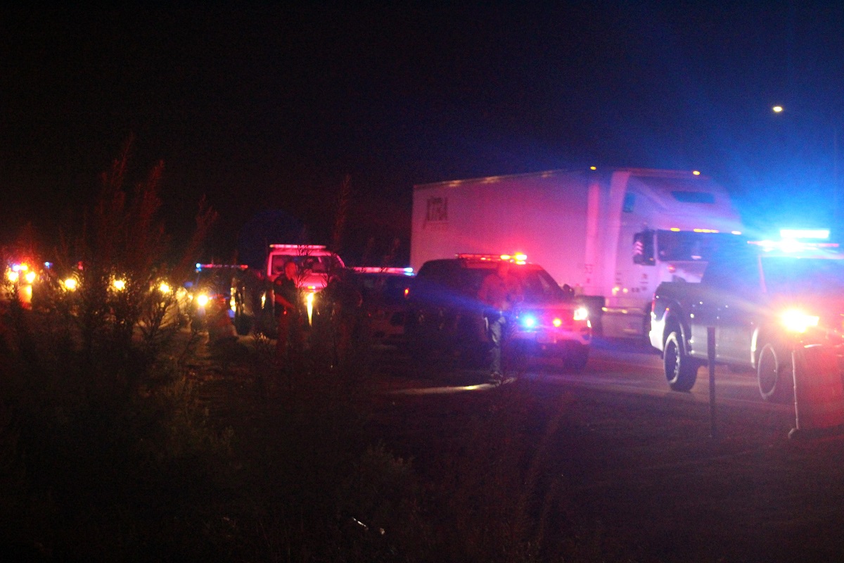 A high-speed chase on Interstate 15 Wednesday night ends at Exit 8, St. George, Utah, Aug. 24, 2016 | Photo by Mori Kessler, St. George News