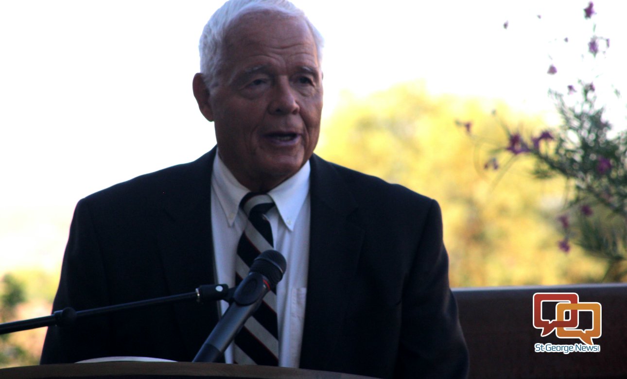 Dave Jeppson, former vice president of Intermountain Healthcare. He shook hands with Washington County Commissioner Murray Webb in 1976 promising that Intermountain would provide the people of Washington County with affordable and state of the art healthcare, St. George, Utah, Aug. 2, 2016 | Photo by Mori Kessler, St. George News 