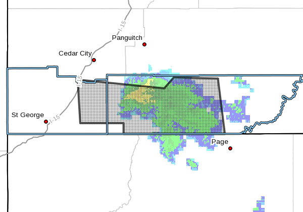 The National Weather Service out of Salt Lake City has issued an areal flood warning for parts of Iron, Kane and Washington counties for Saturday between 9 a.m. and 12 p.m. Saturday, Aug. 27, 2016 | Image courtesy of the National Weather Service, St. George News