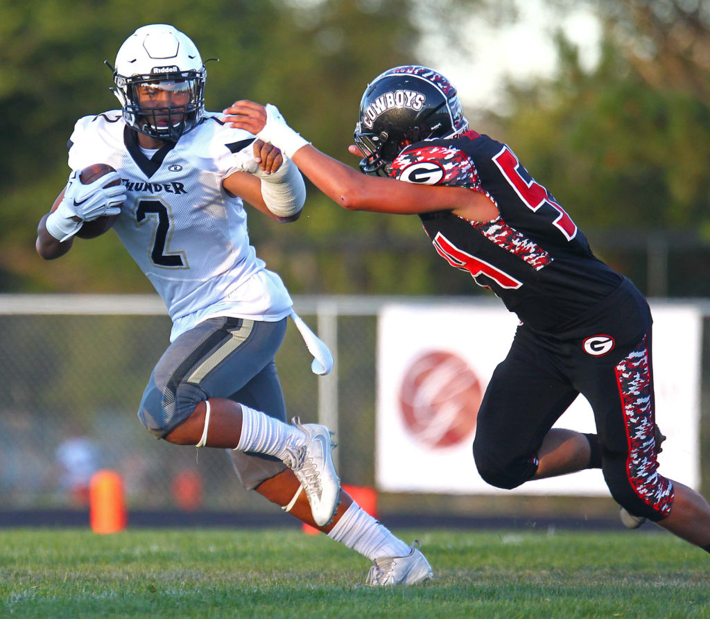 Desert Hills’ Nephi Sewell (2), Grantsville vs. Desert Hills, Football, Grantsville, Utah, Sept. 9, 2016, | Photo by Robert Hoppie, ASPpix.com, St. George News