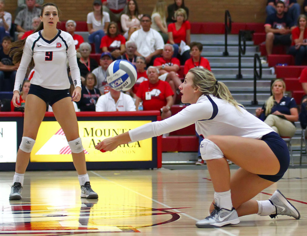 Dixie State's Lindsay Garrett (3), Dixie State University vs. Holy Names University, Volleyball, St. George, Utah, Sept. 24, 2016, | Photo by Robert Hoppie, ASPpix.com, St. George News