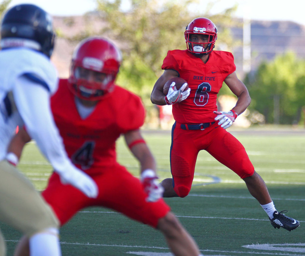 Dixie State's Orlando Wallace (6), file photo from Dixie State University vs. South Dakota State School of Mines & Technology, Football, St. George, Utah, Sept. 10, 2016, | Photo by Robert Hoppie, ASPpix.com, St. George News