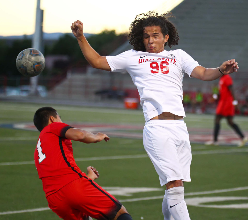 Dixie State's Gabby Medina (96),Dixie State University vs. Northwest Nazarene University, Mens Soccer, St. George, Utah, Sept. 17, 2016, | Photo by Robert Hoppie, ASPpix.com, St. George News