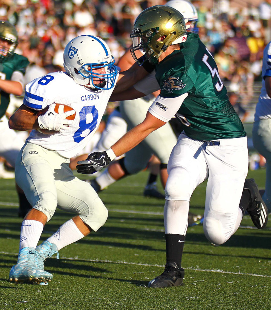 Snow Canyon's Spencer Snow (59), Snow Canyon vs. Carbon, Football, St. George, Utah, Sept. 2, 2016, | Photo by Robert Hoppie, ASPpix.com, St. George News