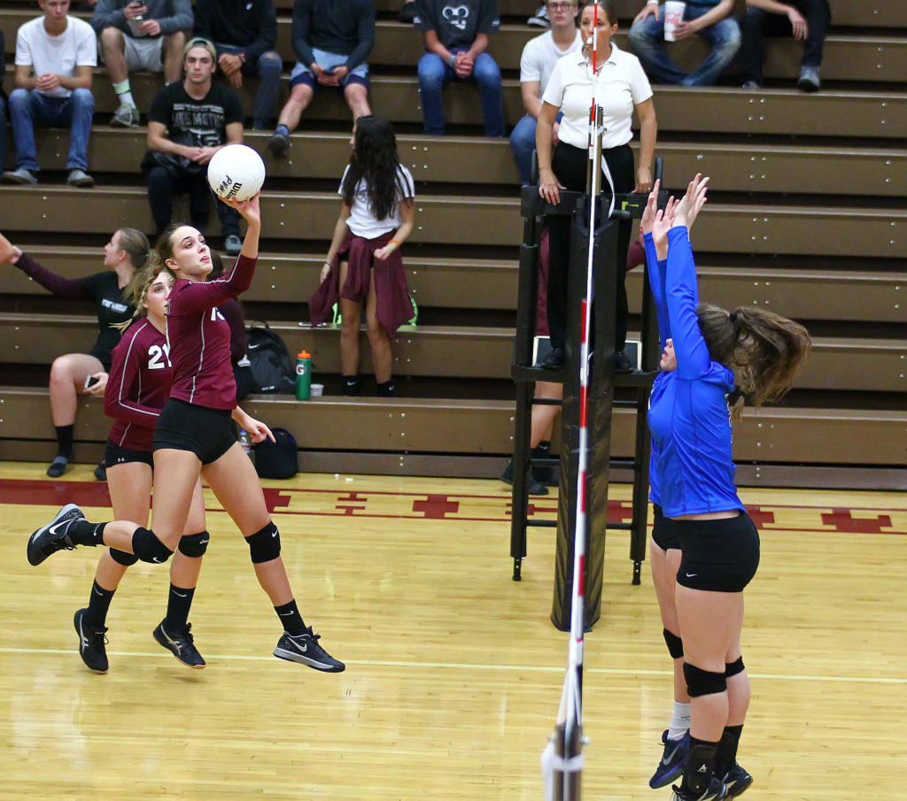 Pine View's Amelia Goebel (19), Pine View vs. Dixie, Volleyball, St. George, Utah, Sept. 22, 2016, | Photo by Robert Hoppie, ASPpix.com, St. George News