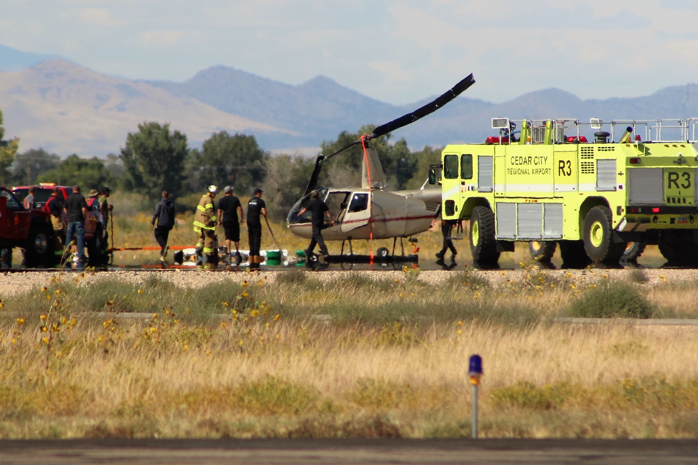 A helicopter crashed at Cedar City Airport Wednesday. Cedar City, Utah, Sept. 14, 2016 | Photo by Tracie Sullivan, St. George News