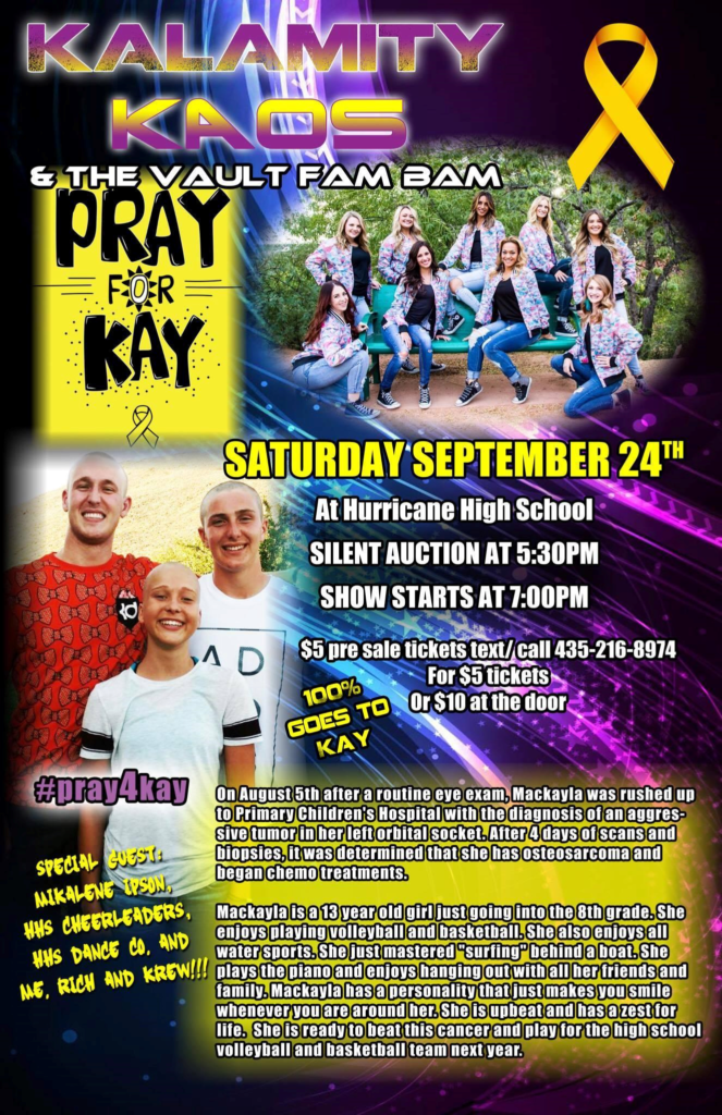 Flyer for "Pray for Kay" benefit concert, location and date not specified | Flyer courtesy of Kalamity and Kaos Krew, St. George News