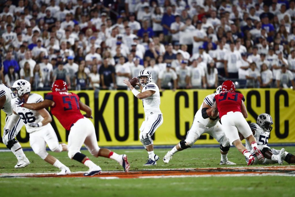 Taysom Hill, BYU vs. Arizona, Glendale, Ariz., Sept. 3, 2016 | Photo by BYU Photo/Jaren Wilkey