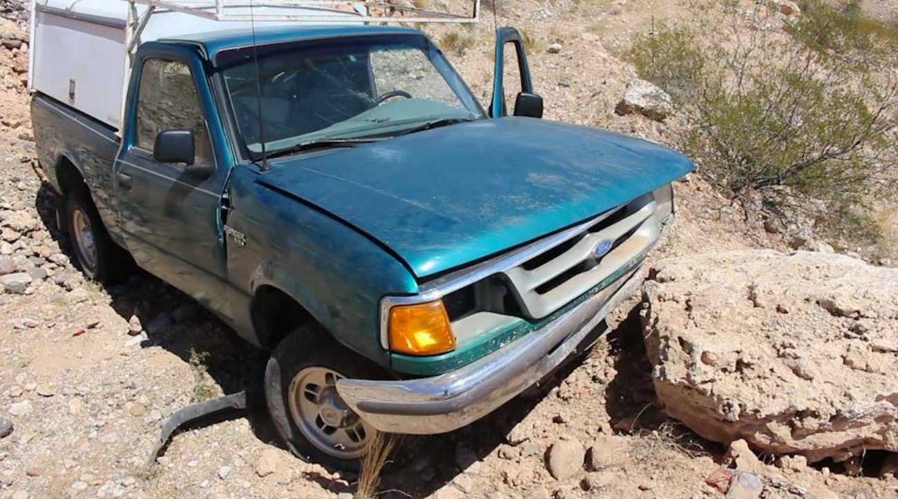 Frist responders were sent to investigate the report of a truck that went off a 20-30 foot embankment off Highway 91 around milepost 8. When they arrived they found an injured and unconscious man who was ultimately flown to Dixie Regional Medical Center in St. George for care , Mohave County, Arizona, Sept. 2, 2016 | Photo by Mike Cole, St. George News
