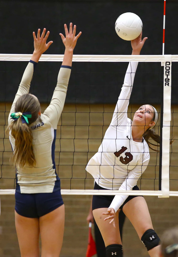 Pine View's Kayleigh Swensen (13), Pine View vs. Snow Canyon, Volleyball, St. George, Utah, Oct. 6, 2016, | Photo by Robert Hoppie, ASPpix.com, St. George News