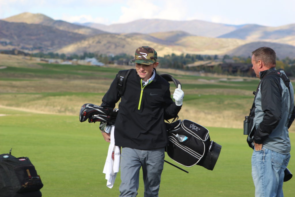 Pine View's Noah Schone during the sudden death playoff hole at the 3A State Golf Tournament at Soldier Hollow Golf Course, Midway, Utah, Oct. 6, 2016 | Photo by AJ Griffin, St. George News