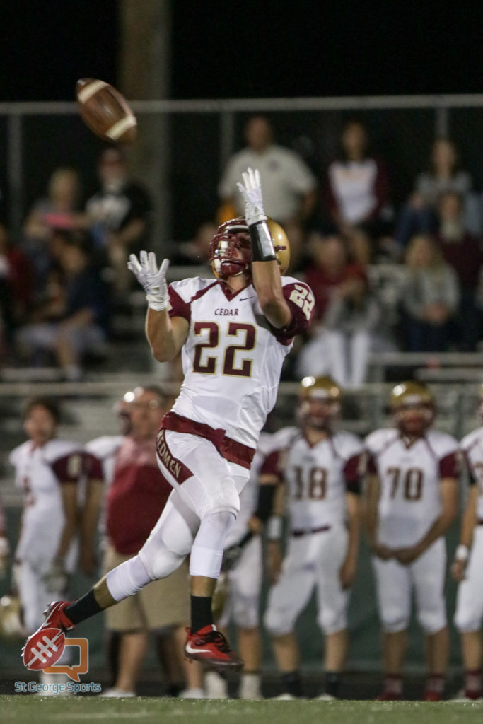 Cedar's Travis Tait, Snow Canyon vs. Cedar , Football, St. George, Utah, Sep. 30, 2016, | Photo by Todd Ellis, St. George News