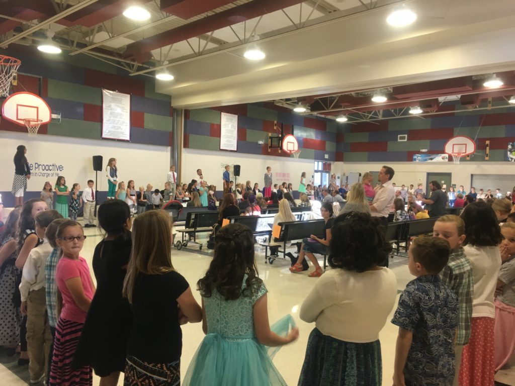 The Riverside Elementary Choir circles the cafeteria for a performance during Leadership Day held at the school in Washington City, Utah, Oct. 21, 2016 | Photo by Hollie Reina, St. George News