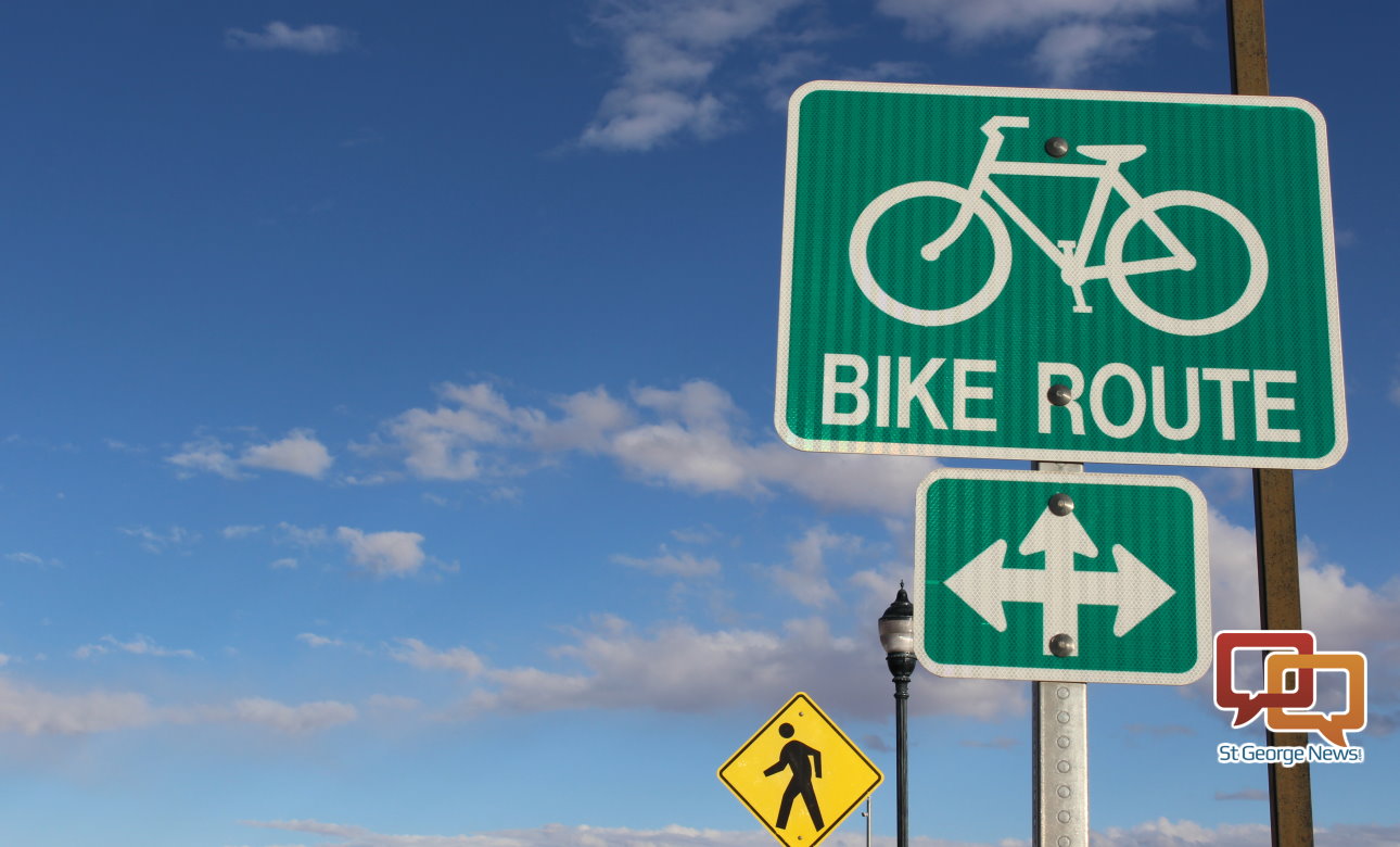 A sign marking one of St. George's many bicycling routes, St. George, Utah, Nov. 24, 2015 | Photo by Mori Kessler, St. George News