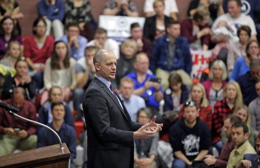 File photo: Independent presidential candidate Evan McMullin speaks during a rally, in Draper, Utah. Two months after he jumped into the presidential race as a political unknown, McMullin is surging in Utah polls and drawing large crowds of Republican-leaning voters fed up with Donald Trump's crudeness and antics, Draper, Utah, Oct. 21, 2016 | AP Photo/Rick Bowmer, St.G eorge News
