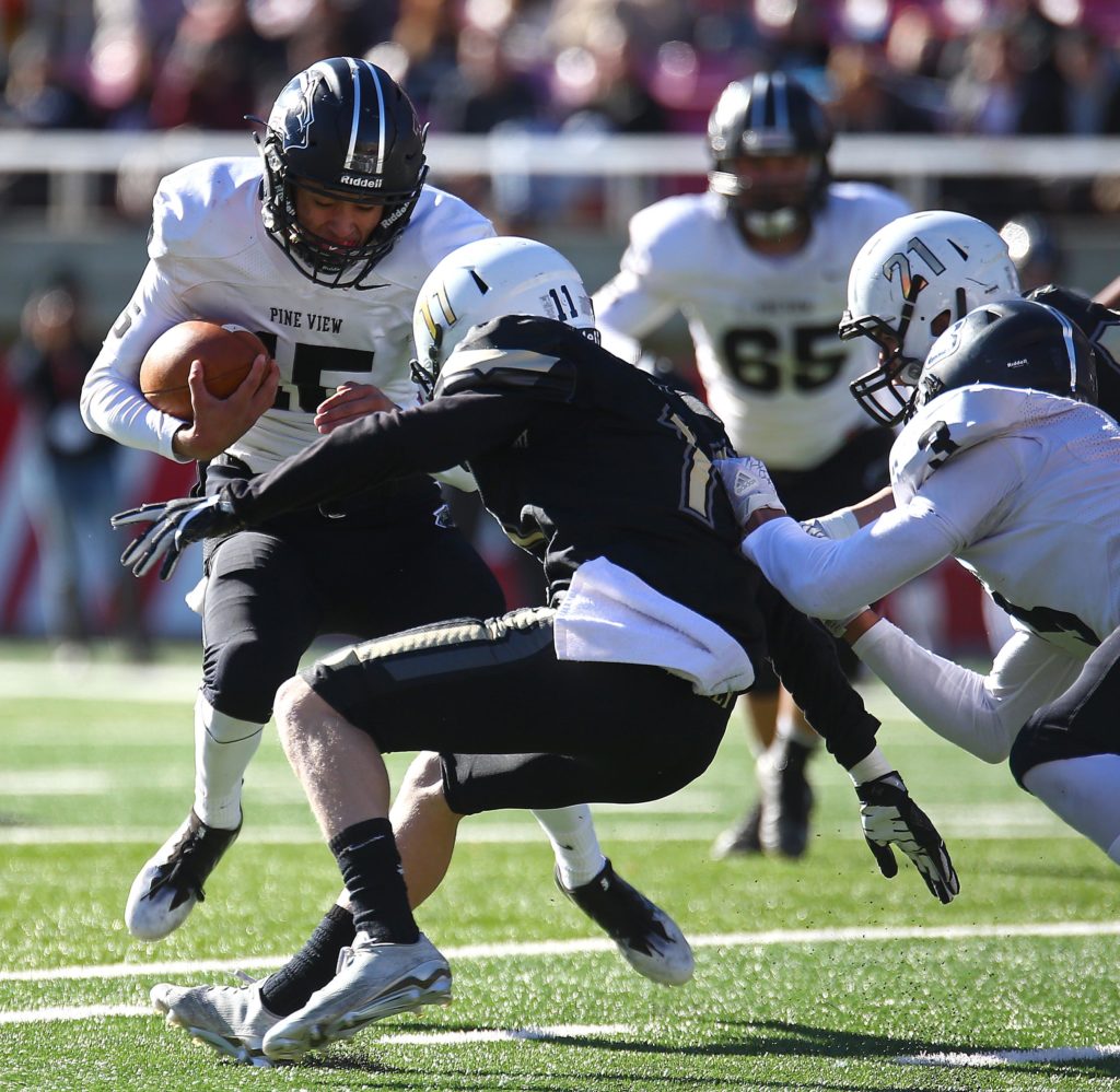 Pine View's Ryan Javines (15), Desert Hills vs. Pine View, 3AA State Championship, Football, Salt Lake City, Utah, Nov. 18, 2016, | Photo by Robert Hoppie, ASPpix.com, St. George News