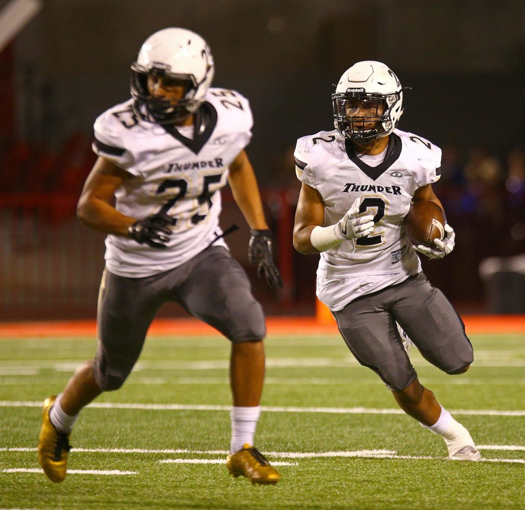 Desert Hills' Nephi Sewell (2), Desert Hills vs. Stansbury, 3AA Football Semifinals, Salt Lake City, Utah, Nov. 10, 2016, | Photo by Robert Hoppie, ASPpix.com, St. George News