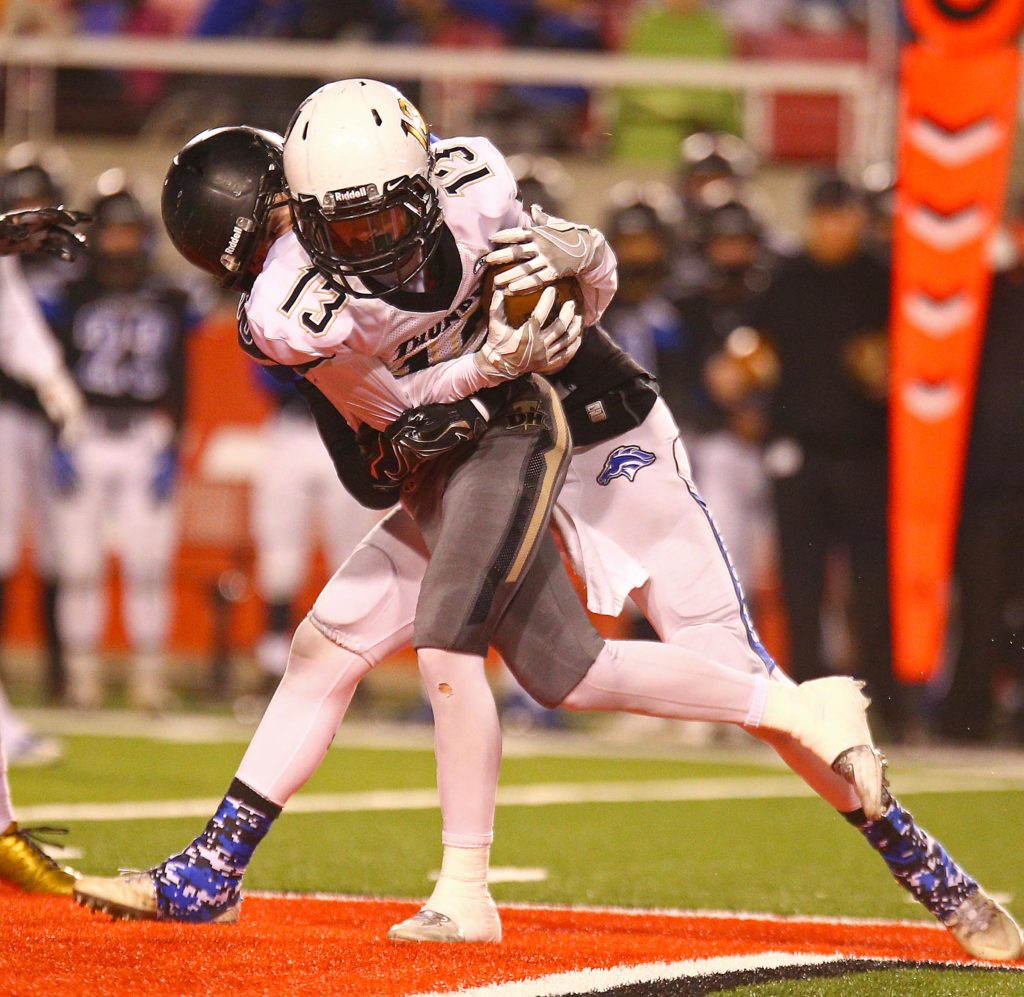 Desert Hills' Bo Barben (13), Desert Hills vs. Stansbury, 3AA Football Semifinals, Salt Lake City, Utah, Nov. 10, 2016, | Photo by Robert Hoppie, ASPpix.com, St. George News