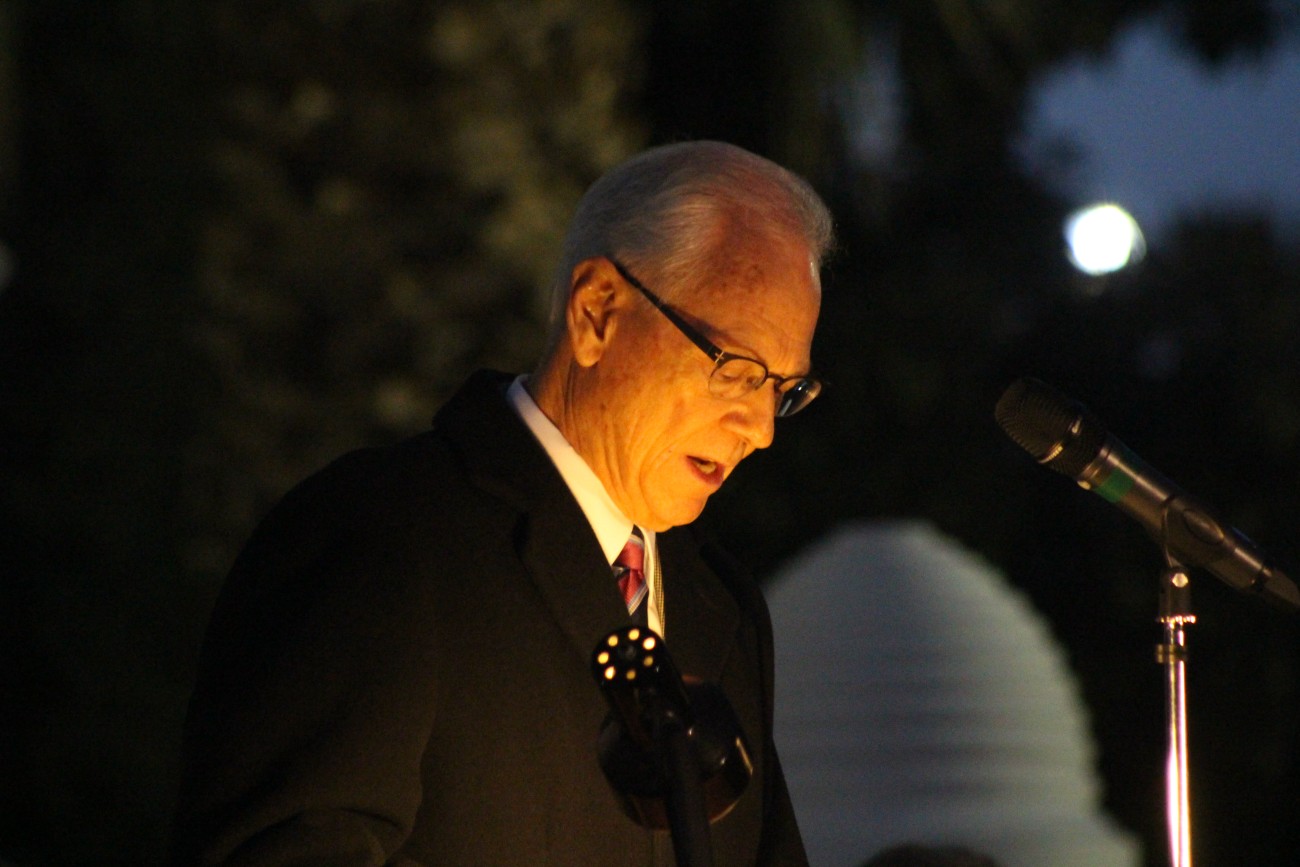 Randy Wilkinson, newly appointed president of the St. George UTah Temple, speaks as the annual Christmas lighting program hosted by The Church of Jesus Christ of Latter-day Saints, St. George, Utah, Nov. 25, 2016 | Photo by Mori Kessler, St. George News