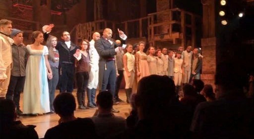 In this image made from a video provided by Hamilton LLC, actor Brandon Victor Dixon who plays Aaron Burr, the nation’s third vice president, in "Hamilton" speaks from the stage after the curtain call in New York. Vice President-elect Mike Pence is the latest celebrity to attend the Broadway hit "Hamilton," but the first to get a sharp message from a cast member from the stage, New York, New York, Nov. 18, 2016 Hamilton LLC via AP, St. George News