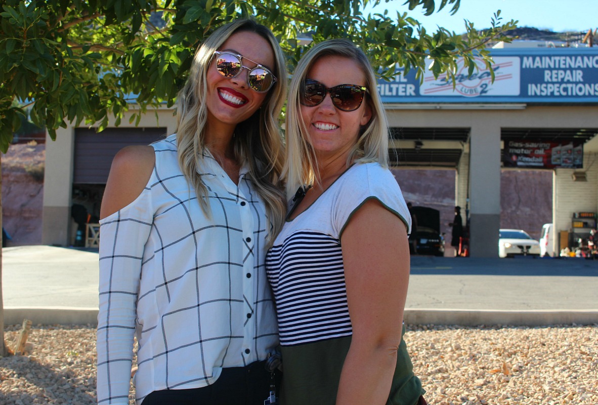 L to R: Ashley Oldroyd and Kat Allen witnessed the crash and helped the woman out of a burning vehicle after a two-car collision on S. Bluff Street Thursday, St. George, Utah, Nov. 10, 2016 | Photo by Cody Blowers, St. George News