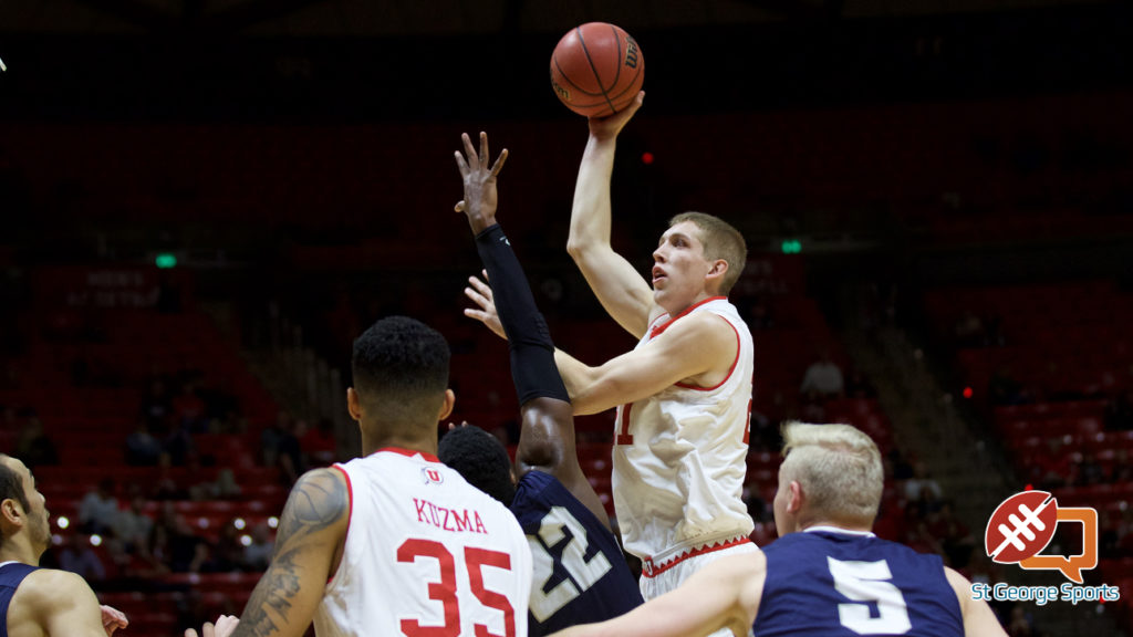 Tyler Rawson takes a shot for the Runnin' Utes, Utah vs. Concordia, Salt Lake City, Utah, Nov. 15, 2016 | Photo courtesy Utah Athletics